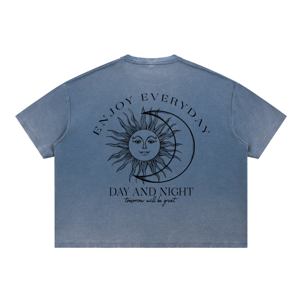 Unisex Vintage Wash Sunfade Boxy Waffle T-Shirt