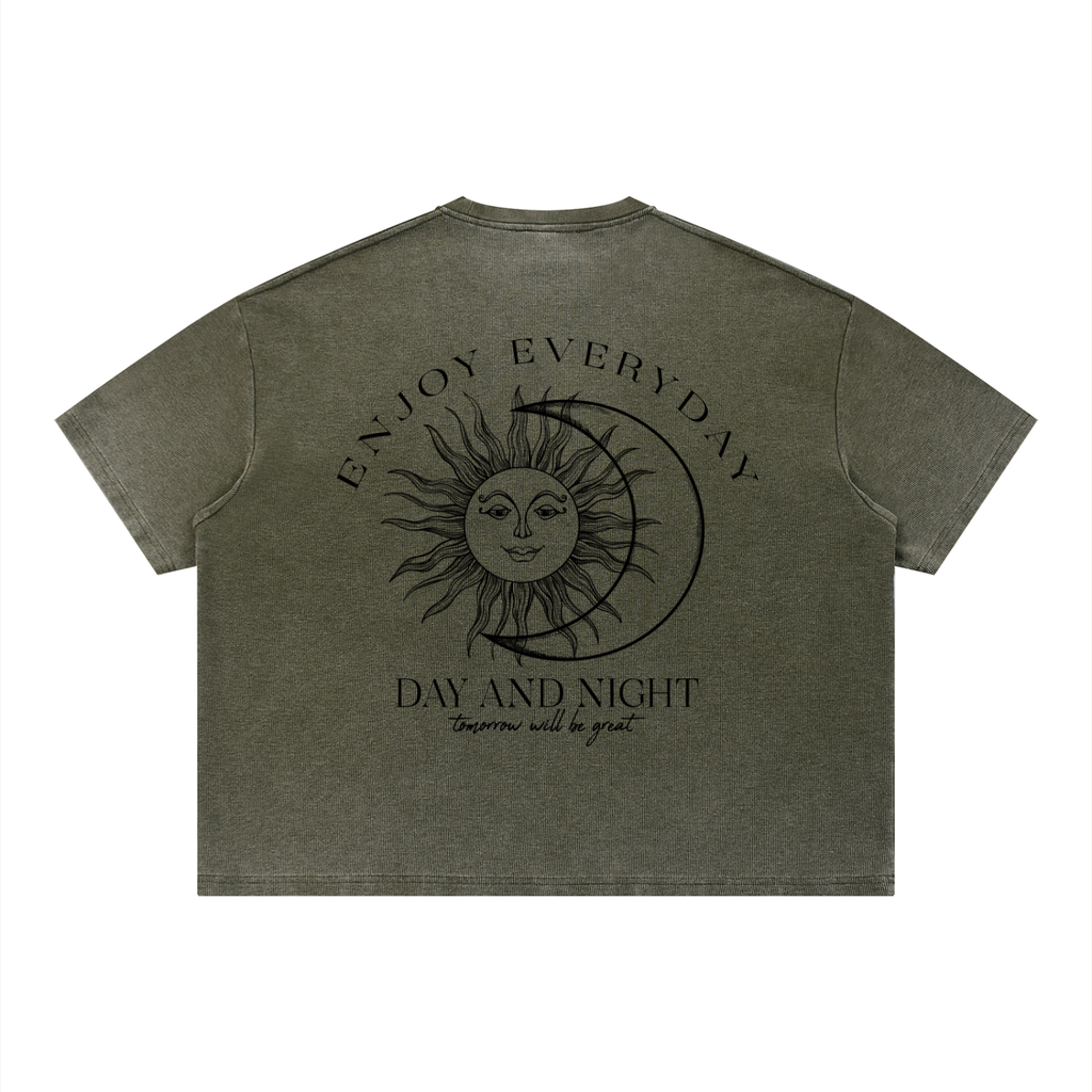 Unisex Vintage Wash Sunfade Boxy Waffle T-Shirt