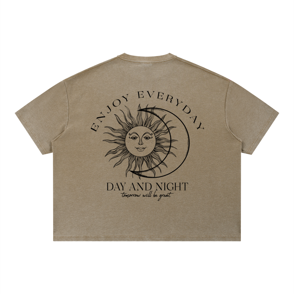 Unisex Vintage Wash Sunfade Boxy Waffle T-Shirt